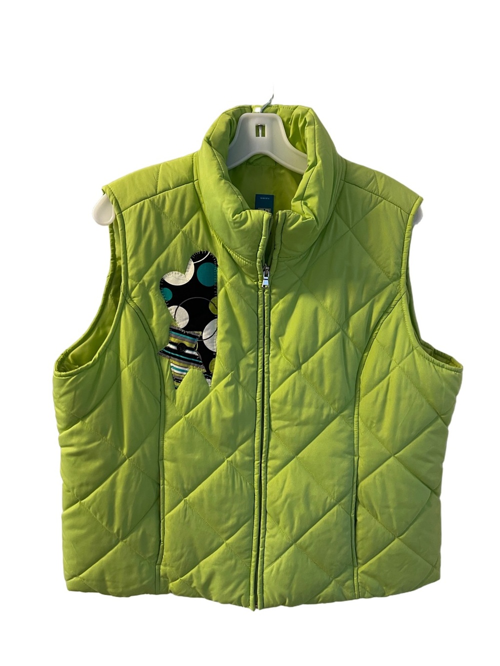 SB Active Women’s Lime Green Quilted Vest Mock Neck Full Zip Sz XL